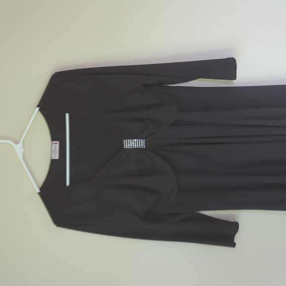 FunFash Empire Waist A-Line Midi Dress XL Black Faux Rhinestone Bling - Picture 5 of 13